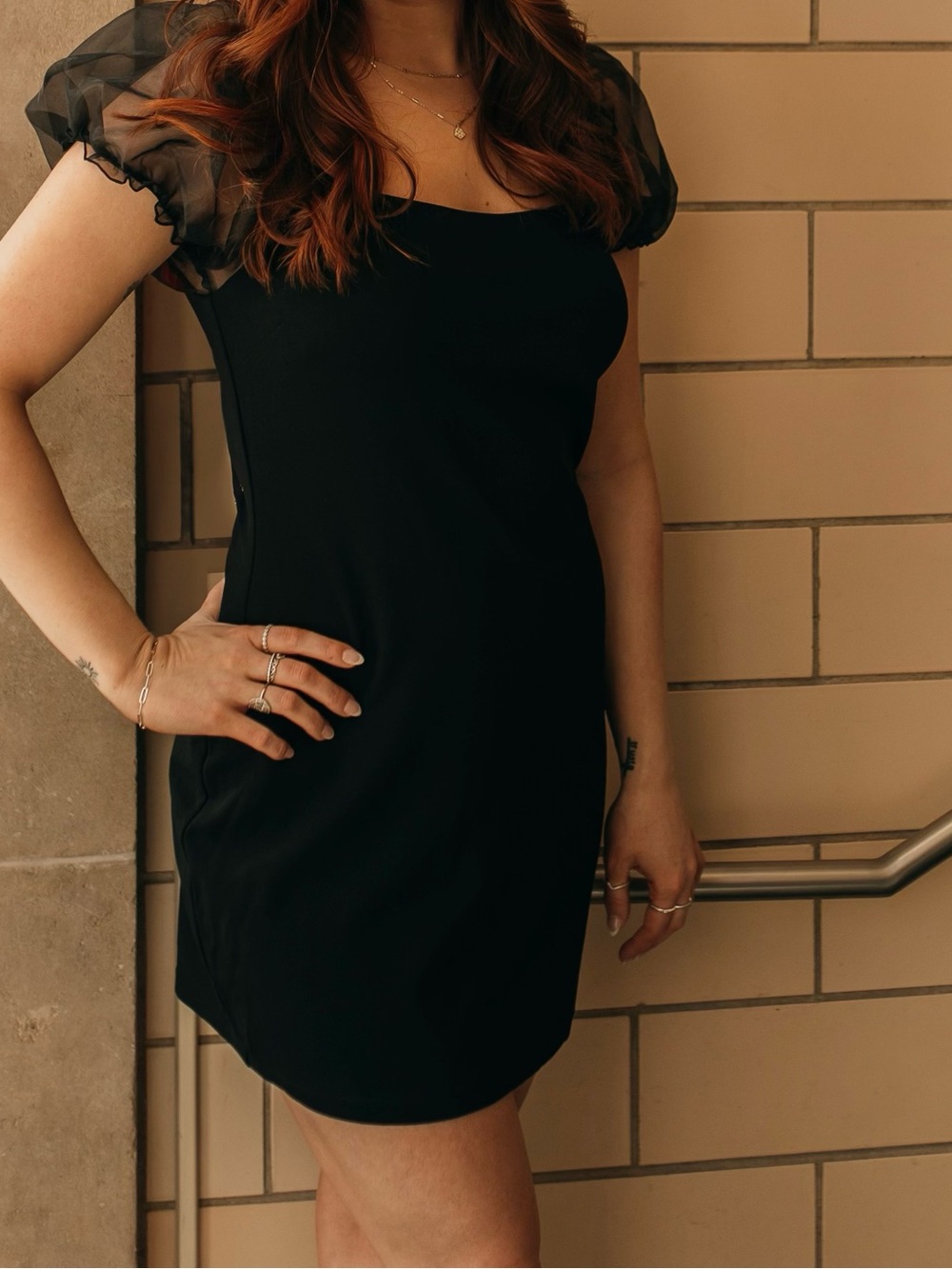 Black Ruffled Sleeve Dress - Picture 6 of 6